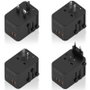 Aisens Adaptador de Viaje Universal GaN con 2xUSB-C y 2xUSB-A Negro